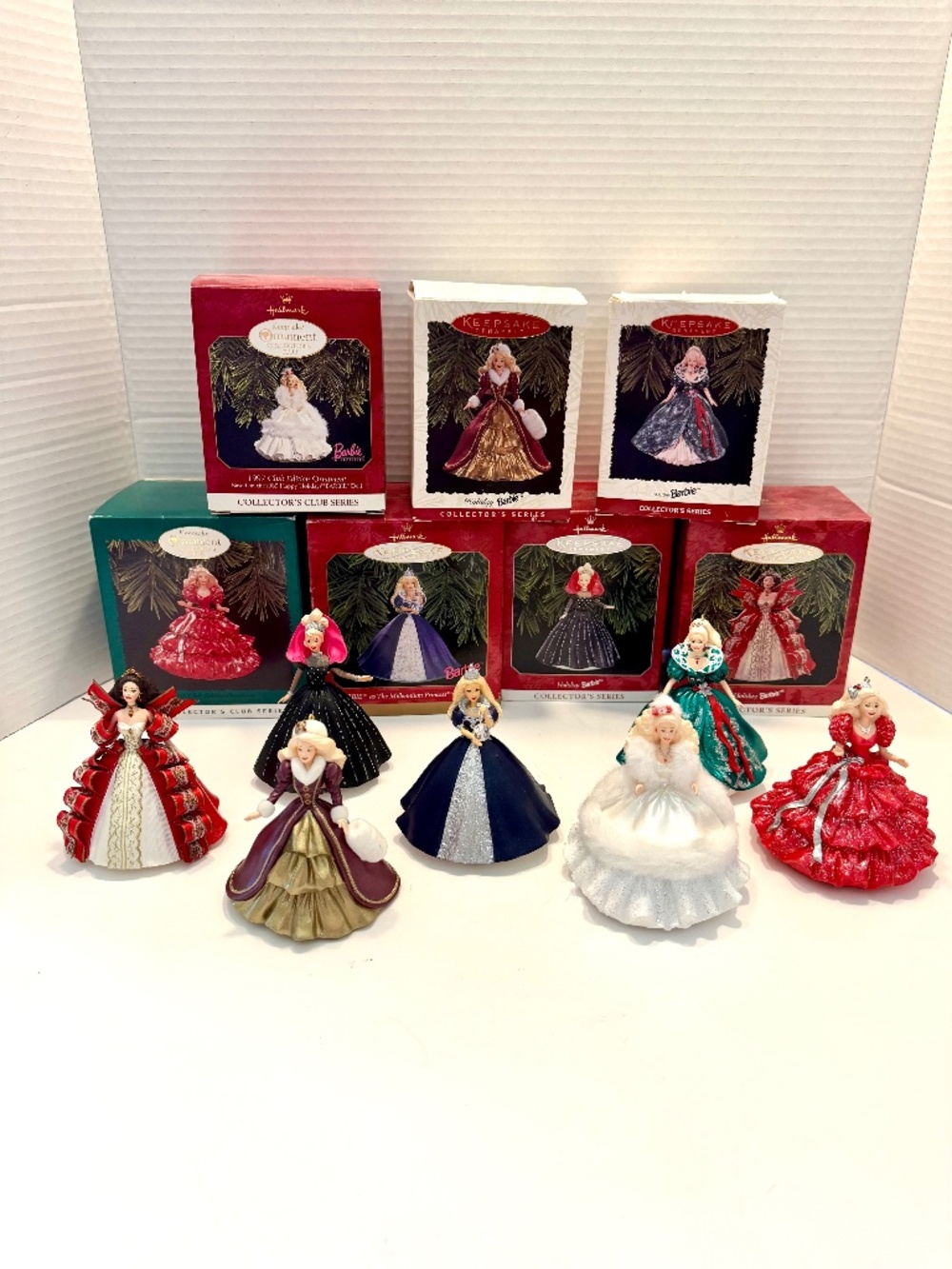 Barbie Set of 7 Vintage Holiday Barbie Ornaments